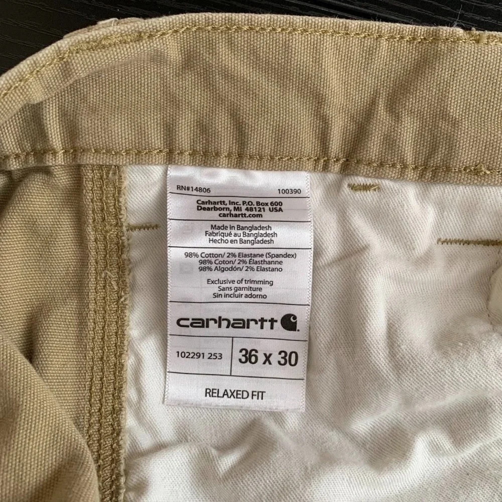 Carhartt Relaxed Straight Rigby Dungaree Tan Work Pants Carpenter Men's‎ 36x30